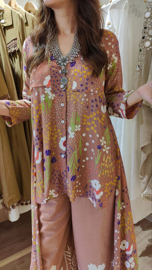 Brown High Low Coord Set